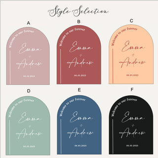 Arch Wedding Sign in Pastel Background