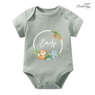 Customised Baby Bodysuit- Animal Wreath