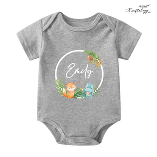 Customised Baby Bodysuit- Animal Wreath