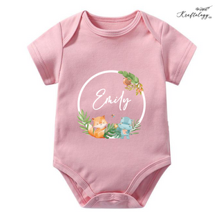 Customised Baby Bodysuit- Animal Wreath