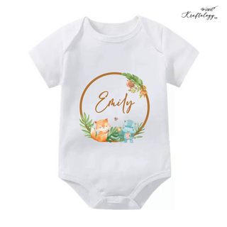 Customised Baby Bodysuit- Animal Wreath