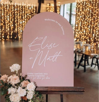 Arch Wedding Sign in Pastel Background