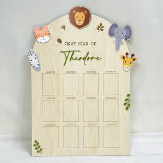Personalised Baby Milestone Board- Safari