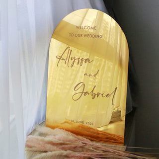 Arch Wedding Sign in Mirror Acrylic