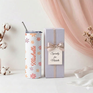 Personalised Graphic Kyra Slim Insulated Tumbler - Floral Aura