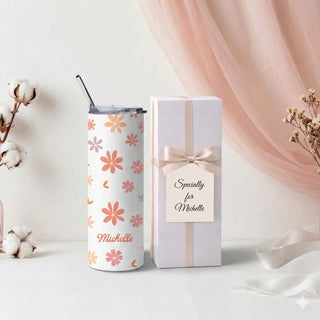 Personalised Graphic Kyra Slim Insulated Tumbler - Floral Aura