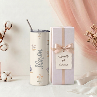 Personalised Graphic Kyra Slim Insulated Tumbler - Petal Wild