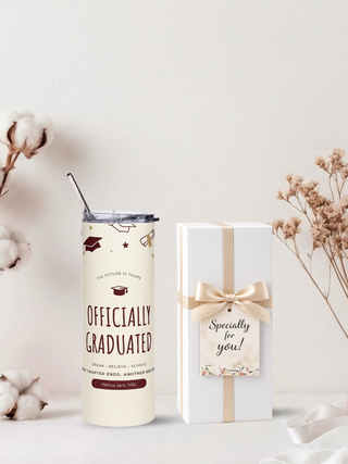 Personalised Graphic Graduation Kyra Slim Insulated Tumbler - Official Grad-Brown