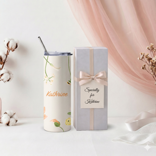 Personalised Graphic Kyra Slim Insulated Tumbler - Watercolor Floral