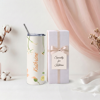 Personalised Graphic Kyra Slim Insulated Tumbler - Watercolor Floral