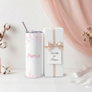 Personalised Graphic Kyra Slim Insulated Tumbler - Pink Grace