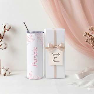 Personalised Graphic Kyra Slim Insulated Tumbler - Pink Grace