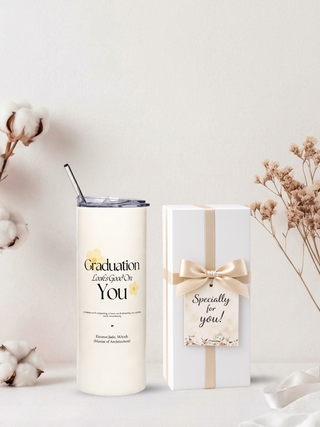 Personalised Graphic Graduation Kyra Slim Insulated Tumbler - Grad Looks Good