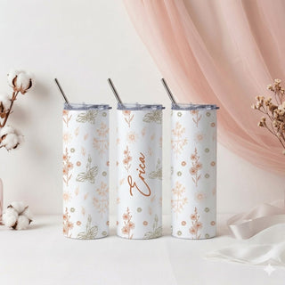 Personalised Graphic Kyra Slim Insulated Tumbler - Petal Foliage