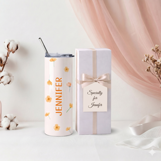 Personalised Graphic Kyra Slim Insulated Tumbler - Peach Bliss