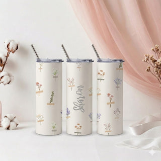 Personalised Graphic Kyra Slim Insulated Tumbler - Petal Wild