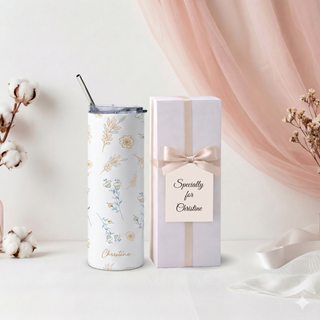 Personalised Graphic Kyra Slim Insulated Tumbler - Soft Meadow