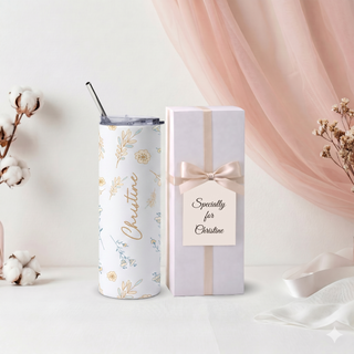 Personalised Graphic Kyra Slim Insulated Tumbler - Soft Meadow