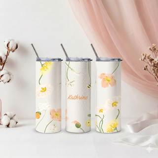 Personalised Graphic Kyra Slim Insulated Tumbler - Watercolor Floral