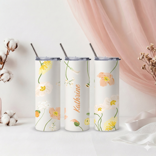 Personalised Graphic Kyra Slim Insulated Tumbler - Watercolor Floral