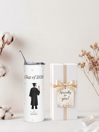 Personalised Graphic Graduation Kyra Slim Insulated Tumbler - Class of 2026 - Boy