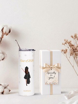 Personalised Graphic Graduation Kyra Slim Insulated Tumbler - Class of 2026 - Girl
