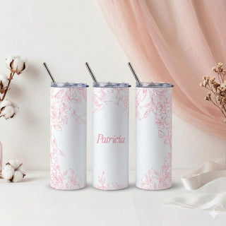 Personalised Graphic Kyra Slim Insulated Tumbler - Pink Grace