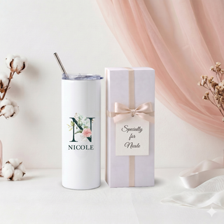 Personalised Graphic Kyra Slim Insulated Tumbler - Rose Initial