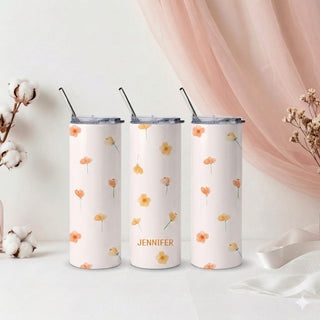 Personalised Graphic Kyra Slim Insulated Tumbler - Peach Bliss