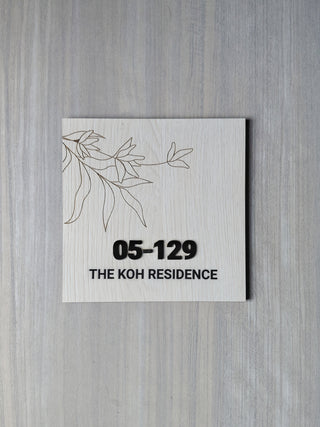Home Unit Number 3D Square Light Wooden Signage