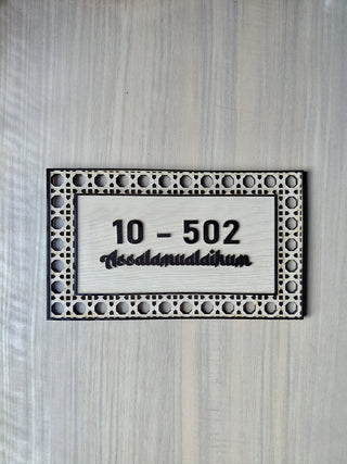 Home Unit Number 3D Rectangle Black and Light Wood Signage