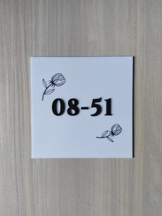 Home Unit Number 3D Square Black and White Acrylic Signage