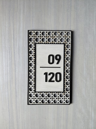Home Unit Number 3D Rectangle Light Wood Signage