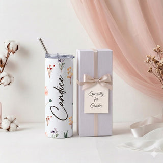 Personalised Graphic Kyra Slim Insulated Tumbler - Garden Bloom