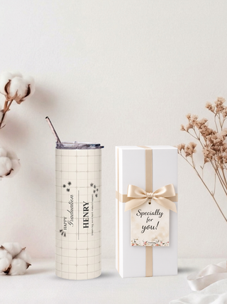 Personalised Graphic Graduation Kyra Slim Insulated Tumbler - Minimal Happy Grad