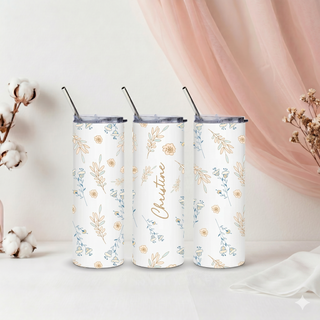 Personalised Graphic Kyra Slim Insulated Tumbler - Soft Meadow