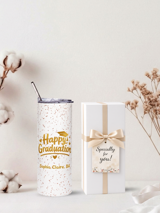 Personalised Graphic Graduation Kyra Slim Insulated Tumbler - Golden Graduation