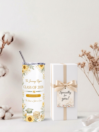 Personalised Graphic Graduation Kyra Slim Insulated Tumbler - Floral Graduation
