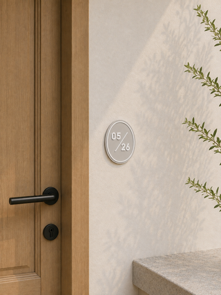 Home Unit Number 3D Round Beige Minimalist Acrylic Signage