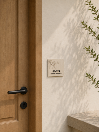 Home Unit Number 3D Square Light Wooden Signage
