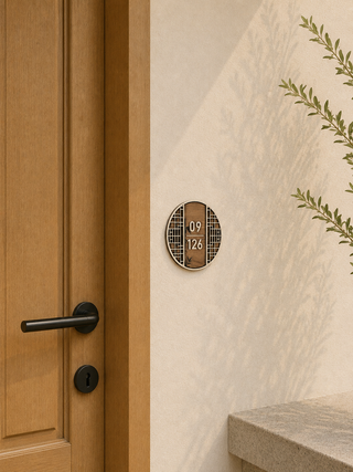 Home Unit Number 3D Round Dark Wood Signage