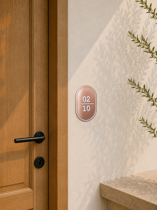 Home Unit Number 3D Oval Rosegold and White Acrylic Signage