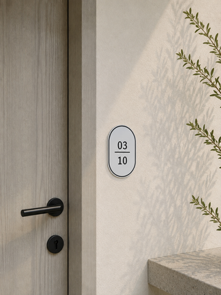 Home Unit Number 3D Oval Black and White Acrylic Signage