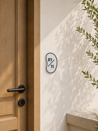 Home Unit Number 3D Curve White and Black Acrylic Signage