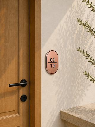 Home Unit Number 3D Oval Rosegold and Black Acrylic Signage