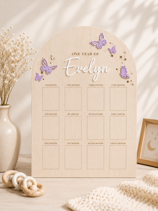 Personalised Baby Milestone Board- Blush Pink Butterfly