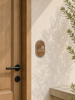 Home Unit Number 3D Oval Dark Wood Signage