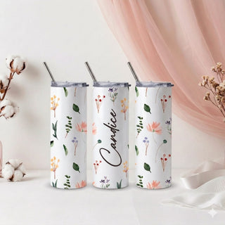 Personalised Graphic Kyra Slim Insulated Tumbler - Garden Bloom