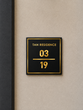 Home Unit Number 3D Square Black Acrylic Signage