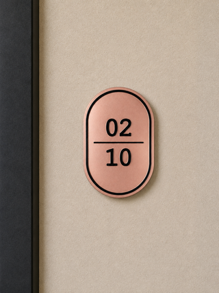 Home Unit Number 3D Oval Rosegold and Black Acrylic Signage